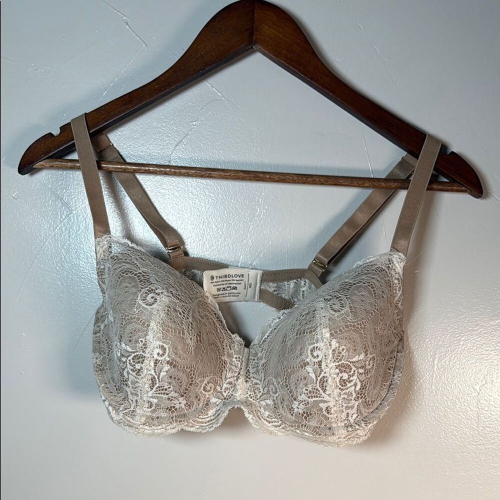 Third Love Beige Cream Lace Bra with Adjustable Straps Size 36D